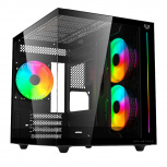 Gabinete Balam Rush Tank Pro Evo GM955 con Ventana, Mini-Tower, ITX/Micro-ATX, USB 2.0/3.0, sin Fuente, 3 Ventiladores ARGB Instalados, Negro