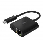 Belkin Adaptador USB C Macho - Ethernet Hembra con Carga, Negro