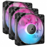 Ventilador Corsair RX120 RGB PWM, 120mm, 400 - 2100RPM, Negro - 3 Piezas