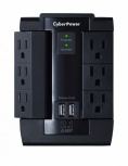 Cyberpower Supresor de Picos P600WSURC1, 6 Contactos, 2x USB, 1200 Joules