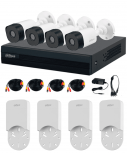 Dahua Kit de Vigilancia KITXVR1B04-I+4C+4S de 4 Cámaras CCTV Bullet y 4 Canales + 1 Canal IP, con Grabadora, Accesorios y 4 Cajas de Conexión