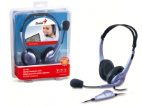 Genius Audífonos con Micrófono HS-04S, Alámbrico, 2 Metros, 3.5mm, Azul