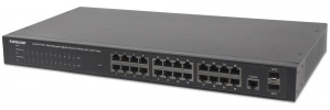 Switch Intellinet Gigabit Ethernet 560559, 24 Puertos PoE+ 10/100/1000Mbps + 2 Puertos SFP, 52 Gbit/s, 16.000 Entradas - Administrable