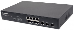 Switch Intellinet Gigabit Ethernet 561167, 8 Puertos PoE+ 10/100/1000Mbps + 2 Puertos SFP, 20 Gbit/s, 8192 Entradas - Administrable