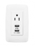 JWJ Tomacorriente, 1 Enchufe, 2x USB A, 127V, 10A, Blanco