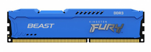 Kit Memoria RAM Kingston Fury Beast DDR3, 1600MHz, 16GB (2 x 8GB), Non-ECC, CL10, Azul