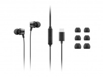 Lenovo Audífonos Intrauriculares con Micrófono USB-C Wired In-Ear, Alámbrico, 1.2 Metros, USB-C, Negro