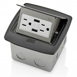 Leviton Tomacorriente Pop Up PFUS1-0MB, 2 Enchufes, 2x USB-A, 125V, 20A, Negro