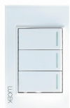 Lucek Placa con Apagador BP03/3-CCB, 3 Interruptores, 127 - 250V, 16A, Cristal Blanco Blanco