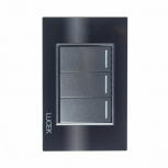 Lucek Placa con Apagador BP03/3-CNN, 3 Interruptores, 127 - 250V, 16A, Cristal Negro