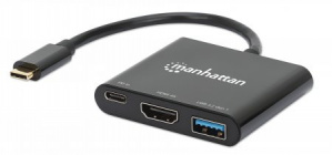 Manhattan Docking Station 130622 USB C, 1x USB C, 1x USB 3.0, 1x HDMI, Negro