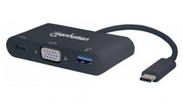 Manhattan Adaptador USB C Macho - VGA Hembra, Negro