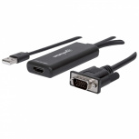 Manhattan Adaptador VGA (D-Sub)/USB - HDMI, 1920 x 1200 Pixeles, Negro