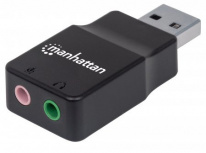 Manhattan Adaptador USB 2.0 Macho - 2x 3.5mm Hembra, Negro