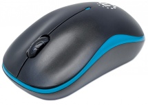 Mouse Manhattan Óptico Success, Inalámbrico, USB, 1000 DPI, Negro/Azul