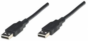 Manhattan Cable USB A Macho - USB A Macho, 1.8 Metros, Negro