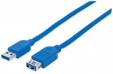 Manhattan Cable USB A Macho - USB A Hembra, 1 Metros, Azul