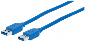 Manhattan Cable USB A Macho - USB A Macho, 1.8 Metros, Azul