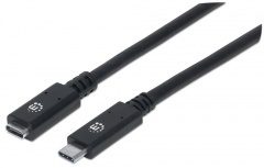 Manhattan Cable USB C Macho - USB C Hembra, 50cm, Negro