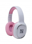 Necnon Audífonos con Micrófono NBH-04, Bluetooth, Inalámbrico, USB, Blanco/Rosa