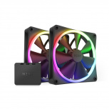 Ventilador NZXT F140 RGB Twin, 2x 140mm, 500 - 1800RPM, Negro, 2 Piezas - incluye Control