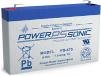 Power-Sonic Batería para No Break PS-670, 6V, 7Ah