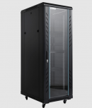 Saxxon Gabinete de Piso con Puerta de Cristal, 32U, hasta 300Kg, Negro