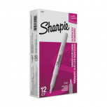 Sharpie Marcador Permanente Metálicos Punto Fino, Plata, 12 Piezas