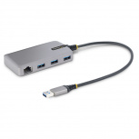 StarTech.com Hub USB 3.0 - 3x USB 3.0, x1 RJ-45, 5000 Mbit/s, Gris