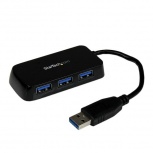 StarTech.com Hub USB A 3.0 Macho - 4x USB A 3.0 Hembra, 5000 Mbit/s, 15cm, Negro