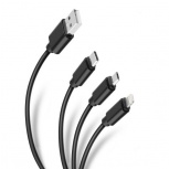 Cable 4 en 1, USB/USB C a Lightning/USB C de 1 m Steren