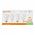 Tecnolite Kit Foco, Luz de Día, Base E27, 23W, 1600 Lúmenes, Blanco - 4 Piezas