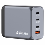 Verbatim Cargador de Pared GaN 200, 21V, 3x USB-C, 1x USB-A, Gris