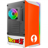 Gabinete Xtreme PC Gaming Dragon Ball Edition con Ventana de Cristal Templado RGB, Midi-Tower, ATX/Micro-ATX/Mini-ITX, USB 2.0/3.0, sin Fuente, 1 Ventilador Instalado, Naranja