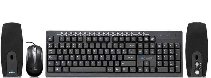 Kit de Teclado Mouse y Bocinas Acteck AK3-3000, Alámbrico, USB, Negro (Español)