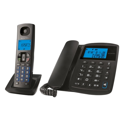 Alcatel Teléfono Inalámbrico COMBO E150, DECT, Altavoz, 2 Auriculares, Negro