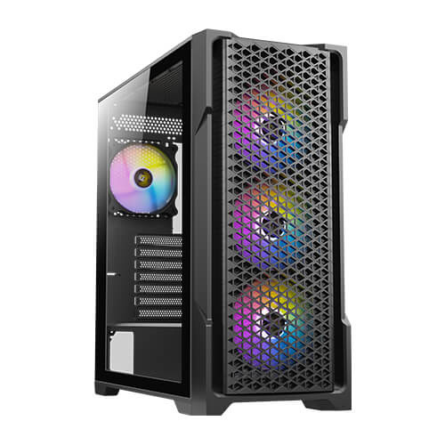 Gabinete Antec AX90 con Ventana Midi-Tower, ATX/ITX/Micro-ATX, USB 3.0/2.0, sin Fuente, 4 Ventiladores Instalados ARGB, Negro