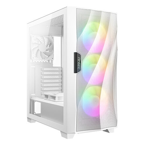 Gabinete Antec DF700 Flux con Ventana RGB, Midi-Tower, ATX/Micro-ATX/Mini-ITX, USB 3.0, sin Fuente, 5 Ventiladores RGB Instalados, Blanco