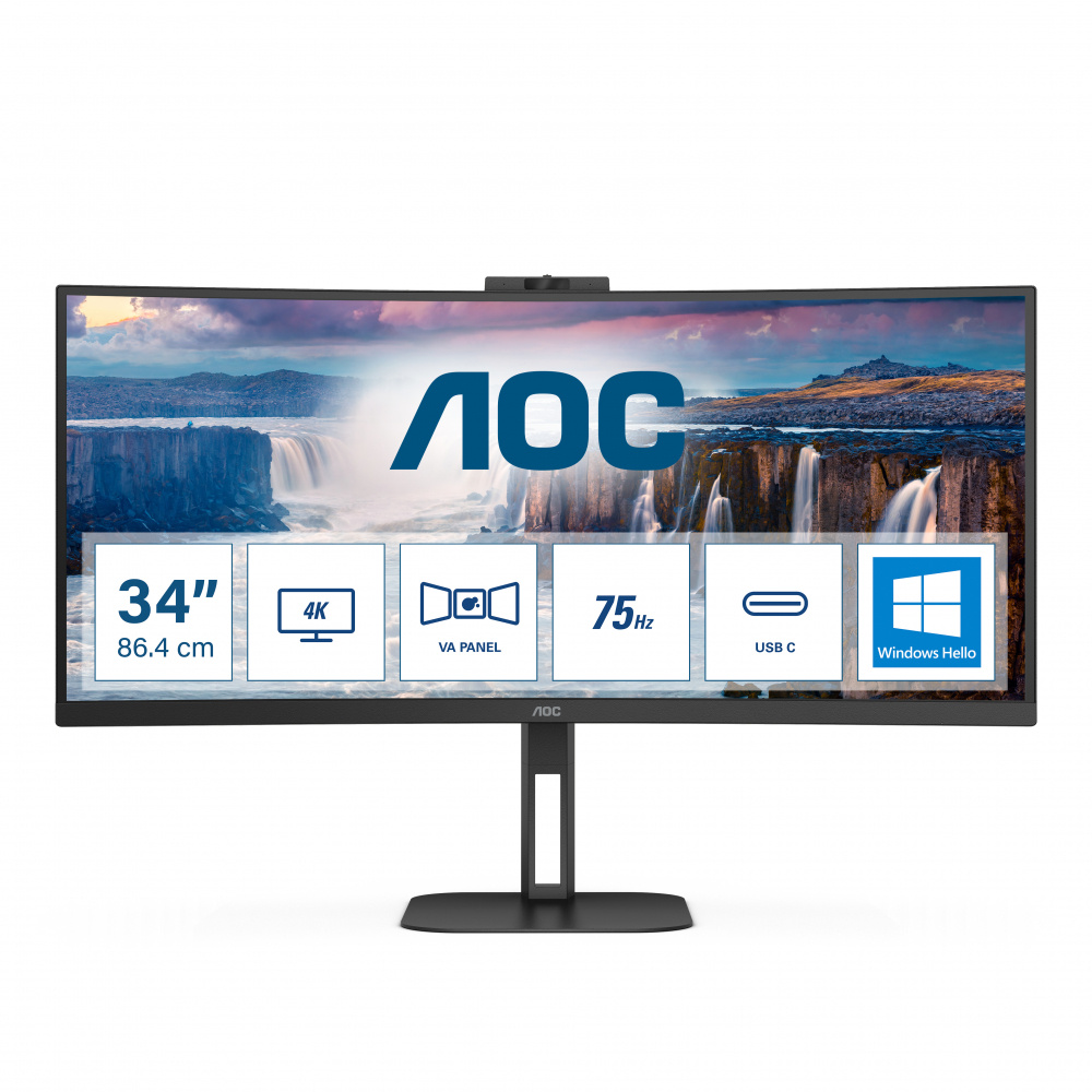 Monitor Gamer Curvo AOC CU34V5CW/BK LED 34", QHD, FreeSync, 100Hz, HDMI, Negro