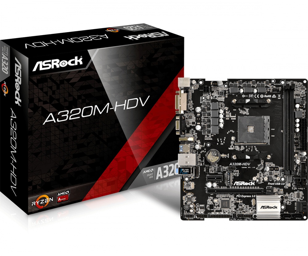 Tarjeta Madre ASRock microATX A320M-HDV, S-AM4, AMD A320, HDMI, 32GB DDR4 para AMD ― Requiere Actualización de BIOS para la Serie Ryzen 3000