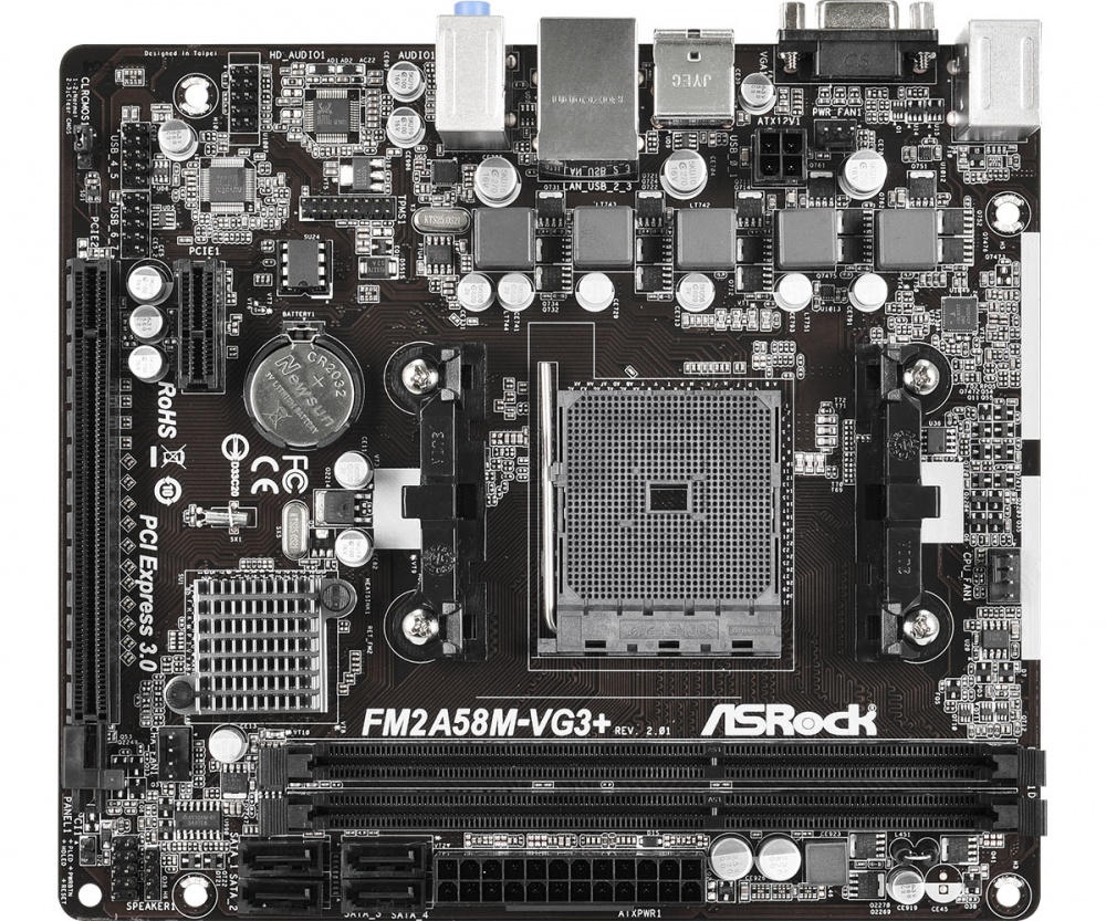 Tarjeta Madre ASRock micro ATX FM2A58M-VG3+ R2.0, S-FM2+, AMD A58 FCH, 32GB DDR3, para AMD