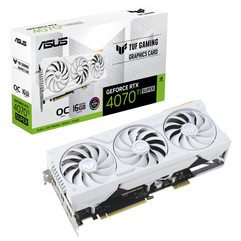 Tarjeta de Video ASUS TUF Gaming NVIDIA GeForce RTX 4070 Ti SUPER BTF White OC, 16GB 256-bit GDDR6X, PCI Express 4.0 ― ¡Compra y obtén de regalo Star Wars Outlaws! Un código por cliente