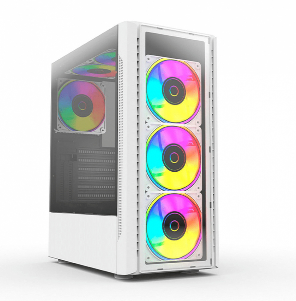 Gabinete Balam Rush DragonFly II Crystal GM745 con Ventana, ATX/Midi-Tower, Micro-ATX/Mini-ITX, USB 3.0/2.0, sin Fuente, 4 Ventiladores RGB Instalados, Blanco