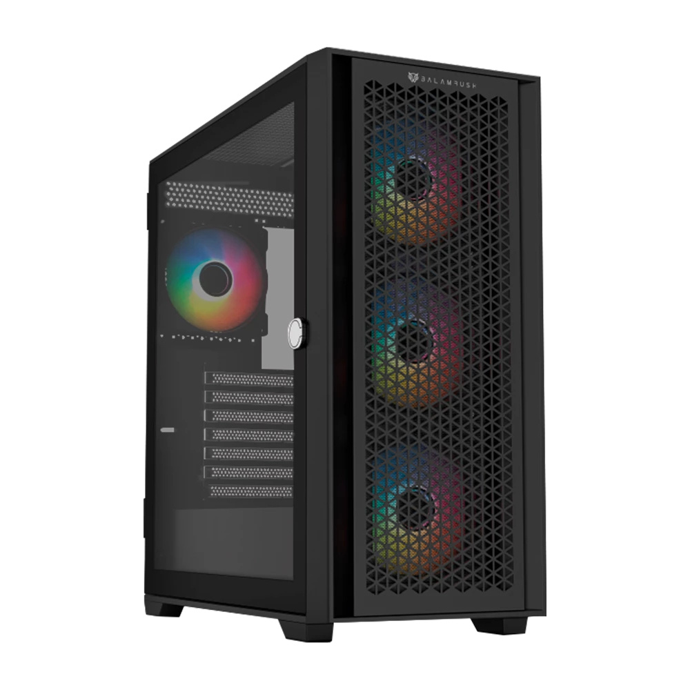 Gabinete Balam Rush Carbono Twin Mate 7000 con Ventana RGB, Midi-Tower, ATX/Micro-ATX/Mini-ITX, USB 3.0/2.0, sin Fuente, 4 Ventiladores RGB Instalados, Negro