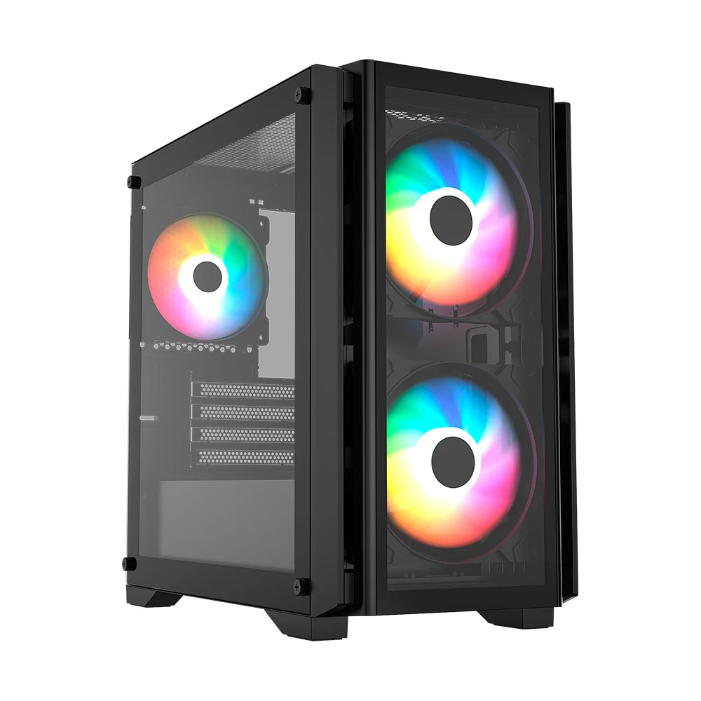 Gabinete Balam Rush CARBONO CRYSTAL 4000C con Ventana, Mini-Tower, Micro ATX/Mini-ITX, USB 3.0, 3 Ventiladores Instalados, Negro