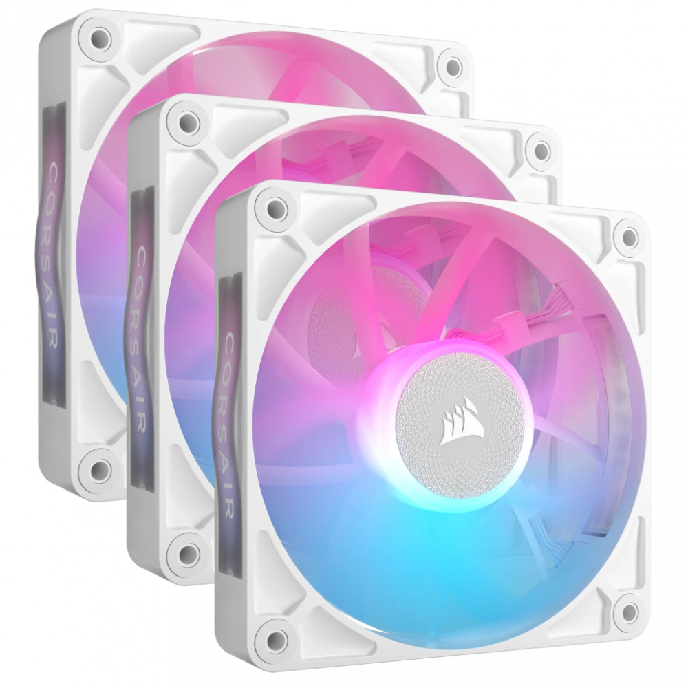 Ventilador Corsair iCUE LINK RX120 RGB, 120mm, 400 - 2100RPM, Blanco - 3 Piezas