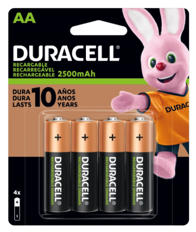 Duracell Pila Recargable AA, 4 Piezas