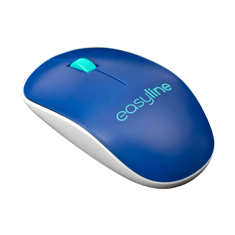 Mouse Easy Line Óptico EL-995128, Inalámbrico, USB, 1000DPI, Azul/Blanco