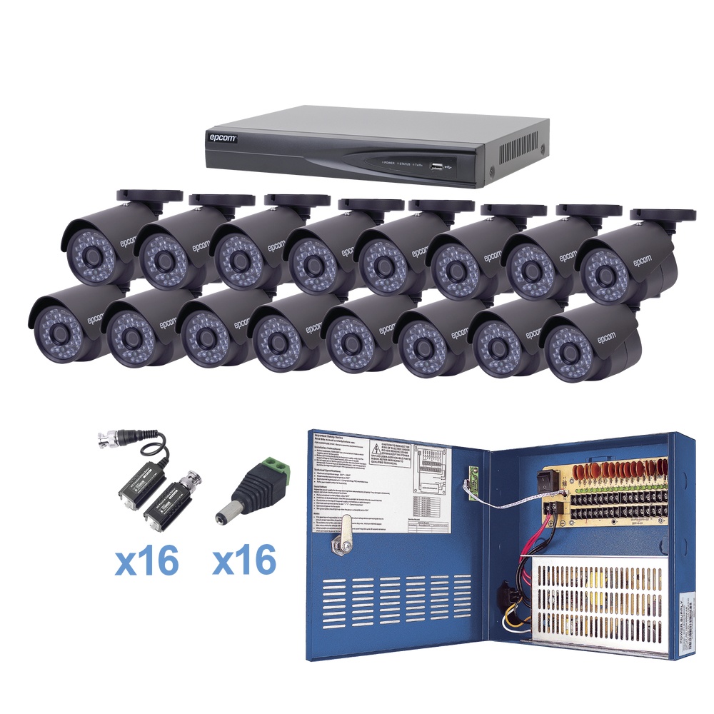 Compra Epcom Kit De Vigilancia 16 Cámaras Cctv 16 Canales Kevtx8t16b Cyberpuertamx