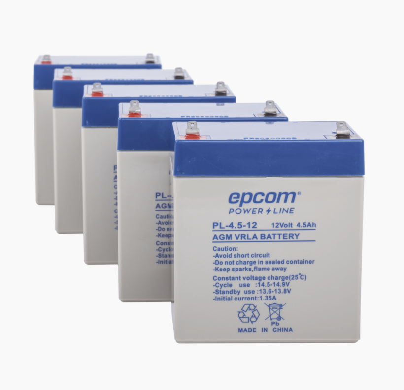 Epcom Batería Sellada PL-4.5-12, AGM/VRLA, 12V, 4500mAh, 5 Piezas